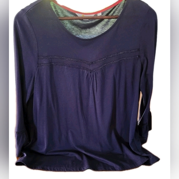 Boden Women's Top Long-Sleeved Dark Blue Jersey Knit 3/4 Bell Sleeve US 10 Boho - Picture 2 of 7